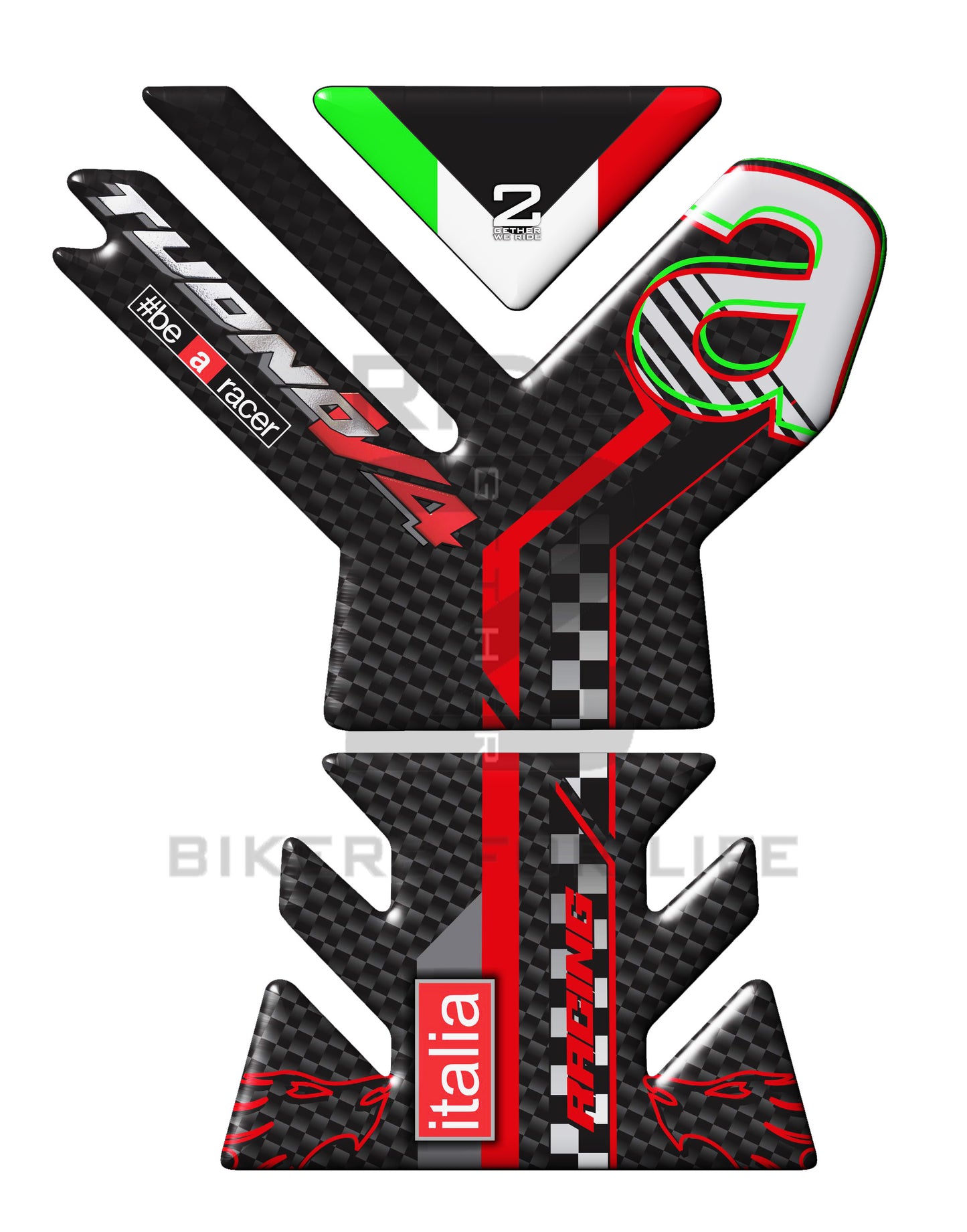 Aprilia Tuono V4 2023 Black and Red Carbon Fibre   # be a Racer Tank Pad Protector.