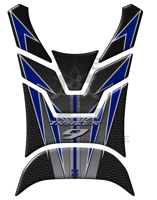 Yamaha Tracer 9 2021 -2023 MT Series. Black and Blue Motor Bike Tank Pad Protectors.  MT 09. 2021 -2023