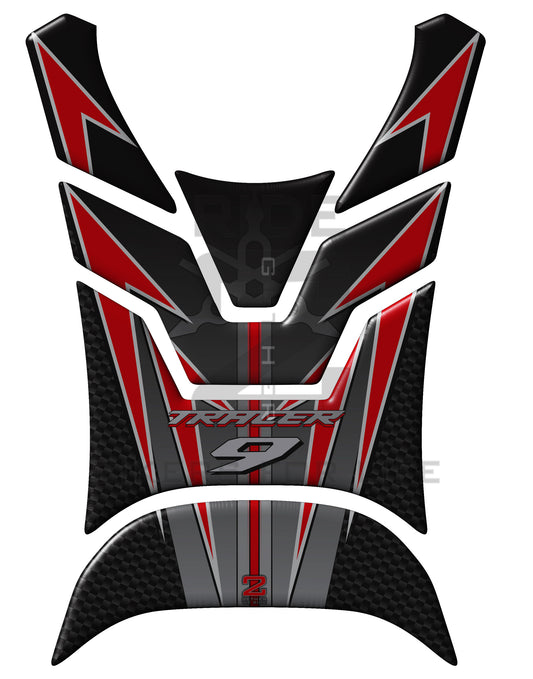 Yamaha Tracer 9 2021 -2023 MT Series. Black and Red  Motor Bike Tank Pad Protectors.  MT 09. 2021 -2023