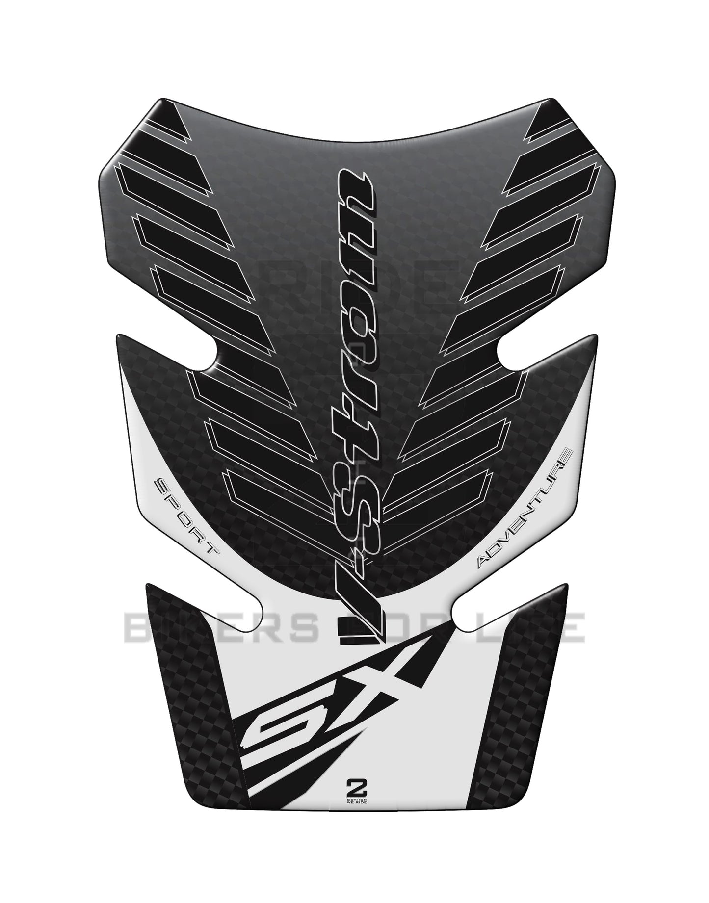 Motor Bike Tank Pad. Suzuki V-Strom 250  SX White and Black Carbon Fibre Tank Pad Protector.