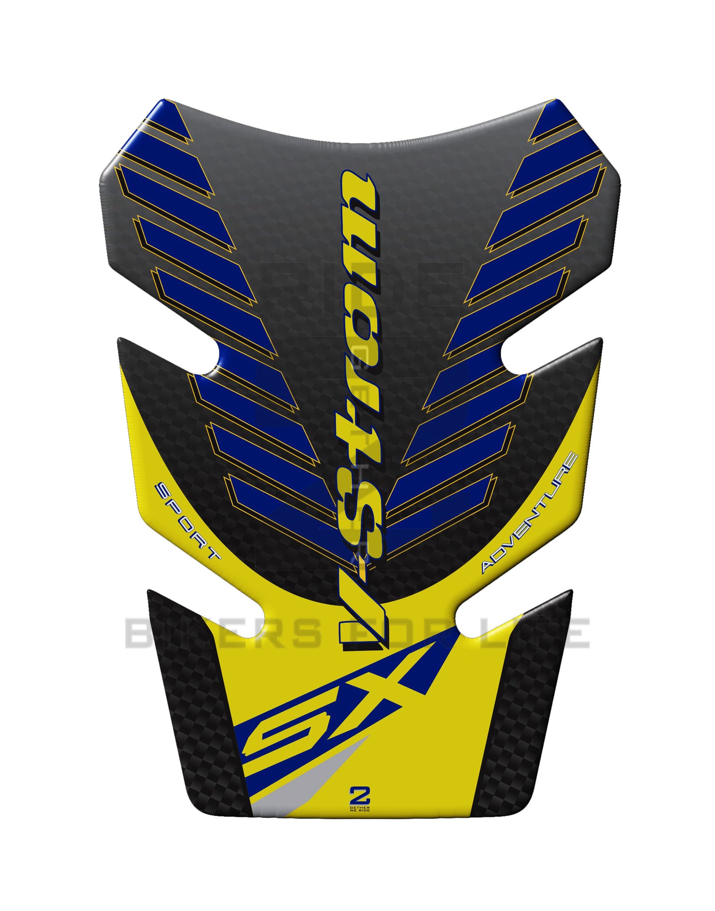 Motor Bike Tank Pad. Suzuki V-Strom 250  SX Yellow and Black Carbon Fibre Tank Pad Protector.